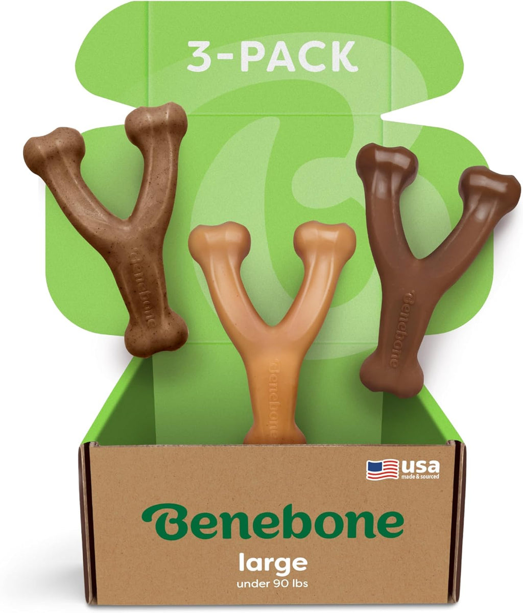 Benebone Wishbone Durable Dog Chew Toy for Aggressive Chewers, Real Bacon, Made in USA, Medium