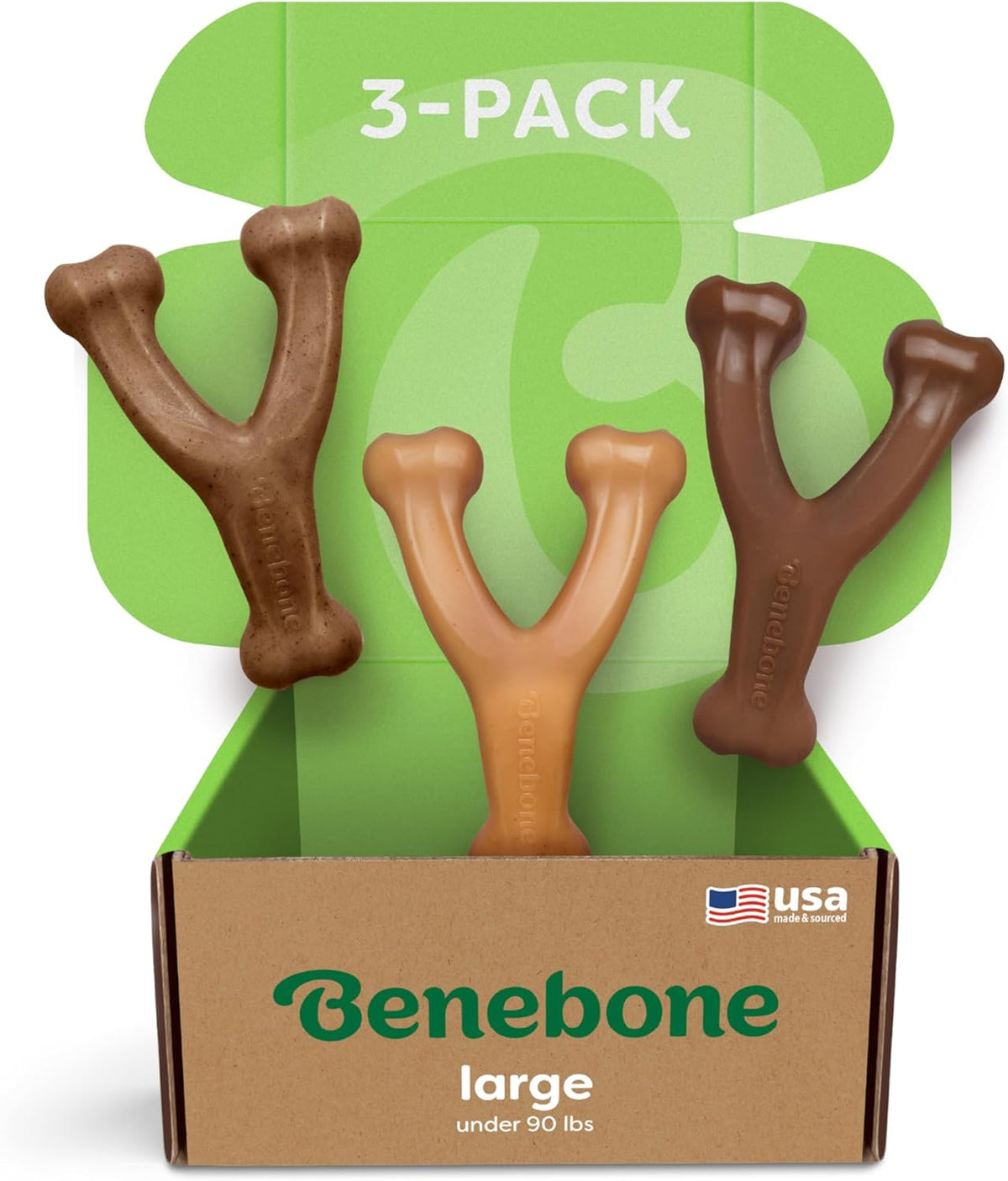 Benebone Wishbone Durable Dog Chew Toy for Aggressive Chewers, Real Bacon, Made in USA, Medium