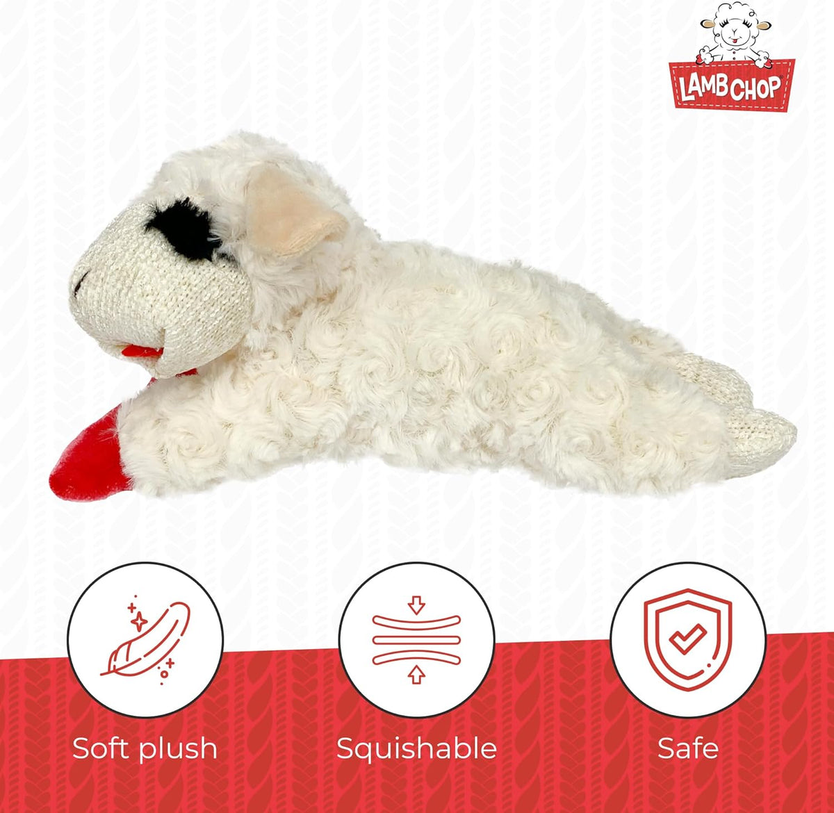 Multipet Lamb Chop Dog Plush Toy - Squeaky Toy for All Dogs - Extra Soft Plush - Stuffed Animal Dog Toy for Cuddling & Playing - Cute Pet Toy (6", Cream)