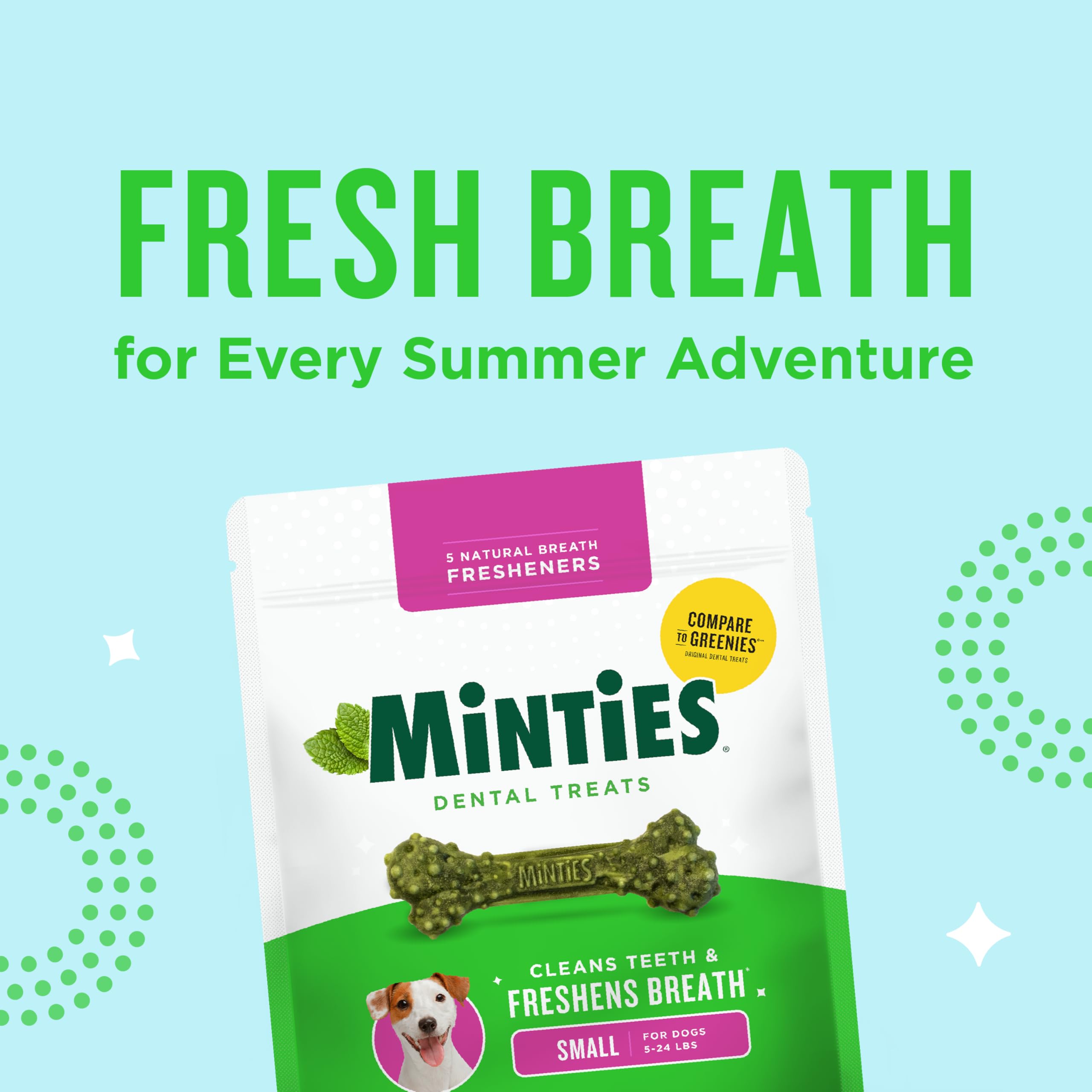 Minties Dental Chews for Dogs, 36 Count, Vet-Recommended Mint-Flavored Dog Treats for Large Breeds Over 50 lbs, Dental Bones Clean Teeth, Fight Bad Breath, Removes Plaque and Tartar