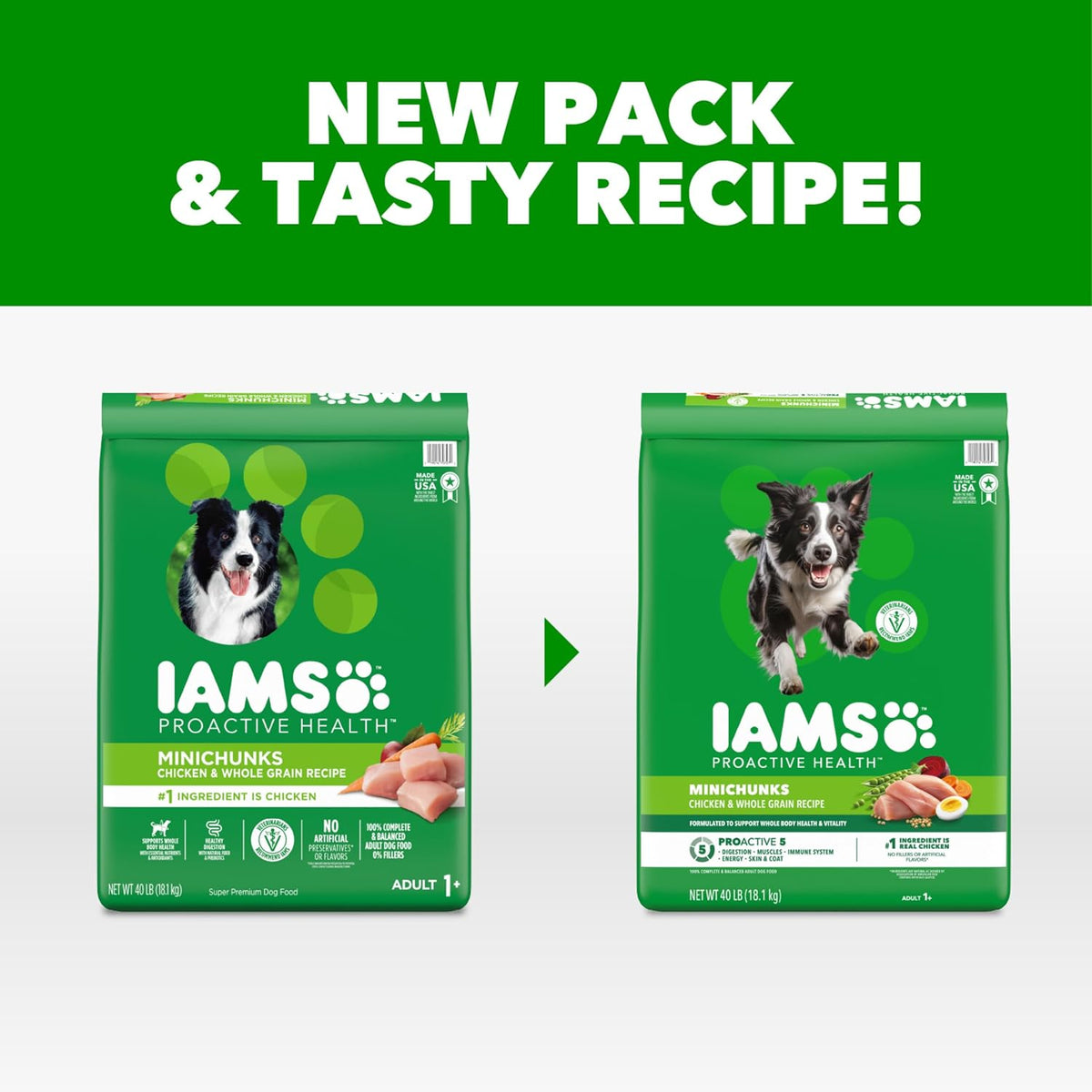 IAMS Proactive Health Adult Minichunks Dry Dog Food, Chicken, 40 lb
