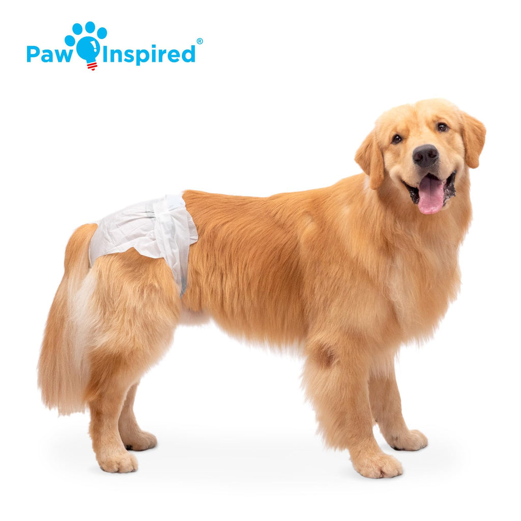 Paw Inspired 32ct Disposable Dog Diapers | Female Dog Diapers Ultra Protection | Diapers for Dogs in Heat, Excitable Urination, or Incontinence (Medium)