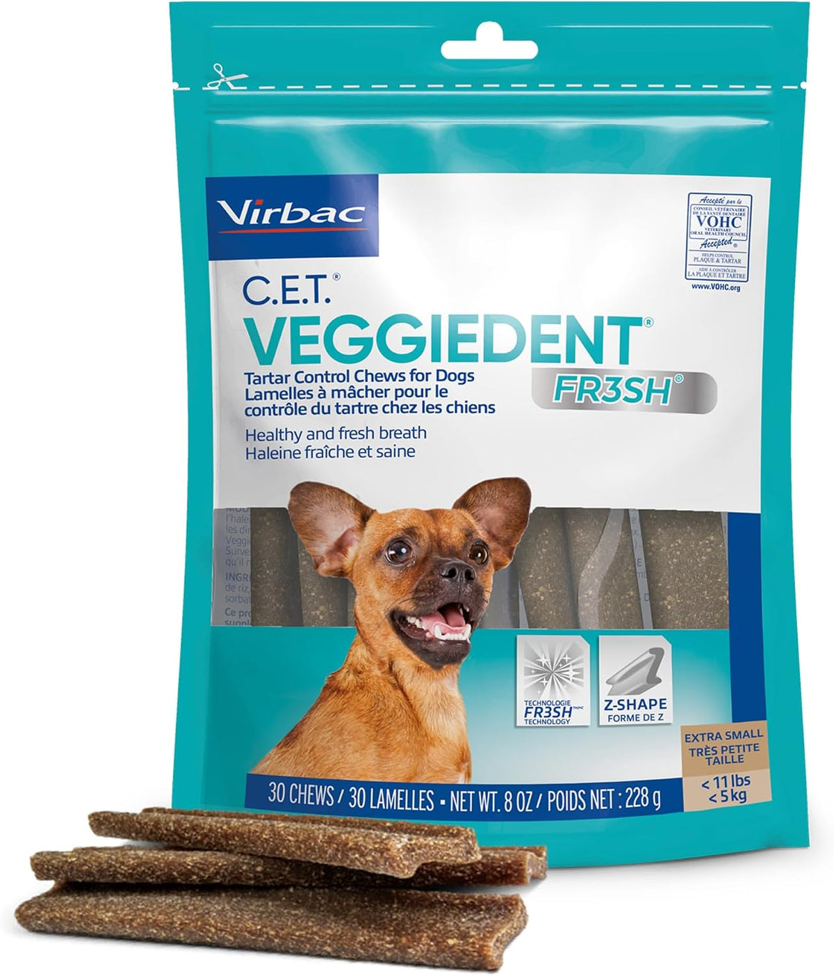 C.E.T. Veggiedent Fr3sh Plaque and Tartar Control Chews for Dogs, Medium