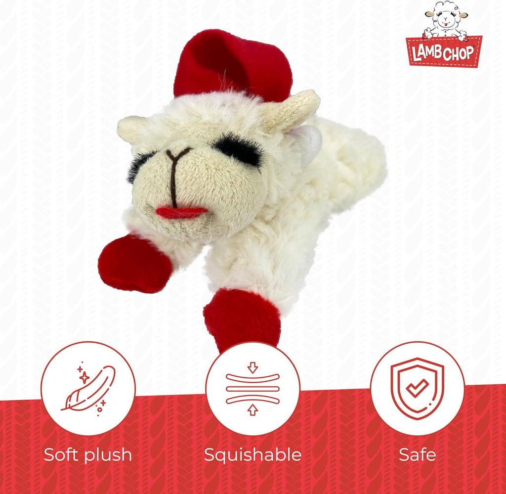 Multipet Lamb Chop Dog Plush Toy - Squeaky Toy for All Dogs - Extra Soft Plush - Stuffed Animal Dog Toy for Cuddling & Playing - Cute Pet Toy (6", Cream)