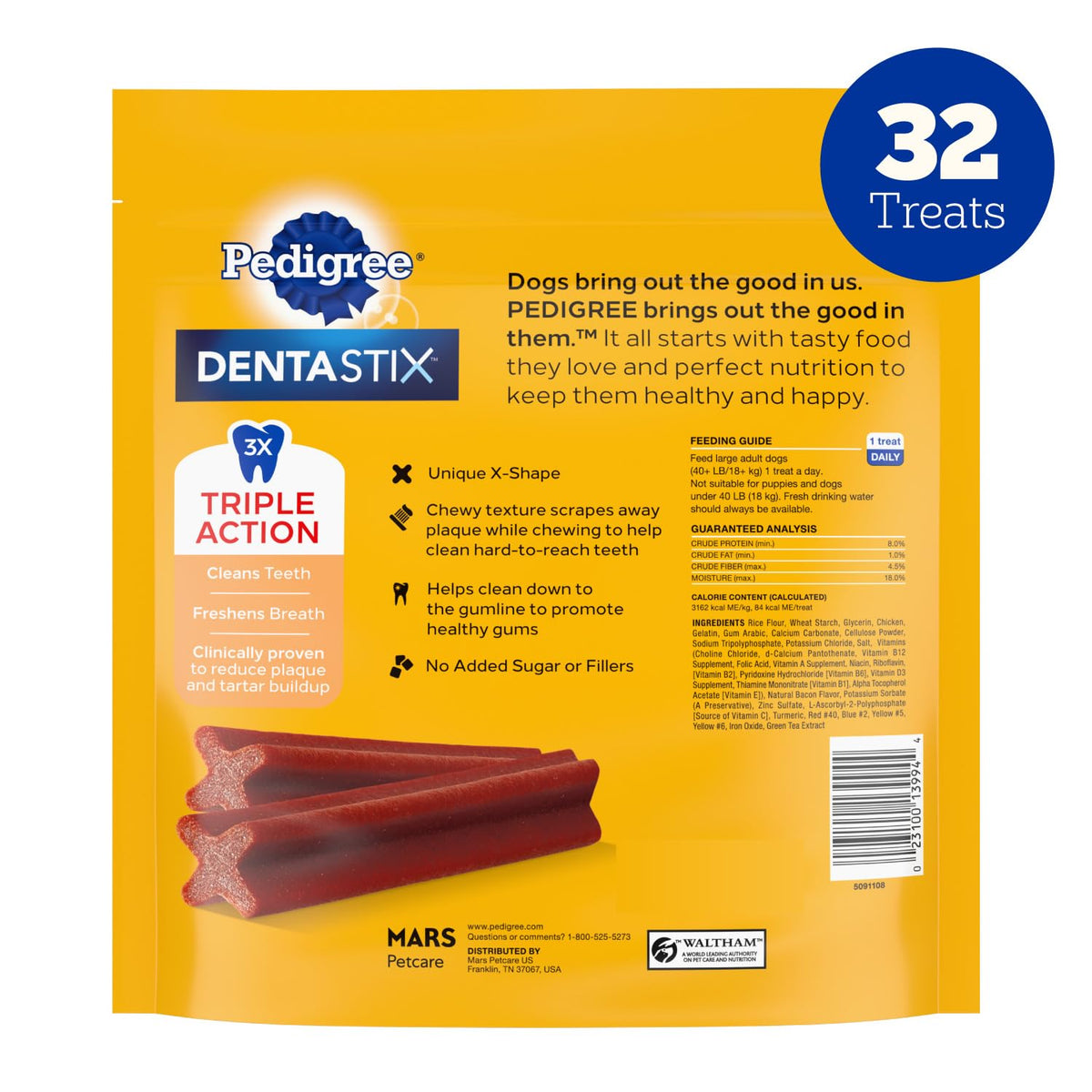 Pedigree Dentastix Large Breed Dental Dog Treats, Fresh, 36 Count