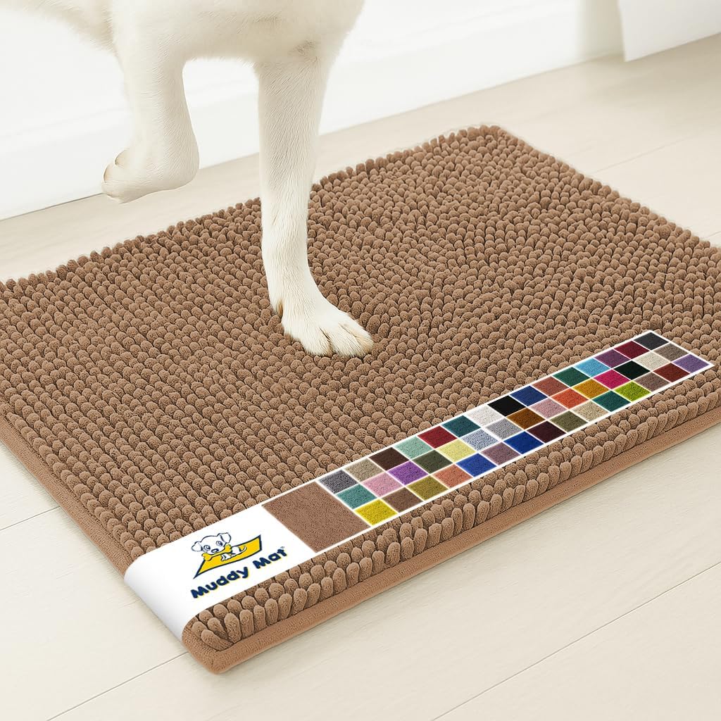 Muddy Mat® | Super Water Absorbent Door Mat Indoor, Microfiber Quick Dry Chenille Entryway Rug, Slip Resistant Front Door Mat, Indoor Mats for Entryway, Machine Washable Pet Rug, Grey 30"x19"