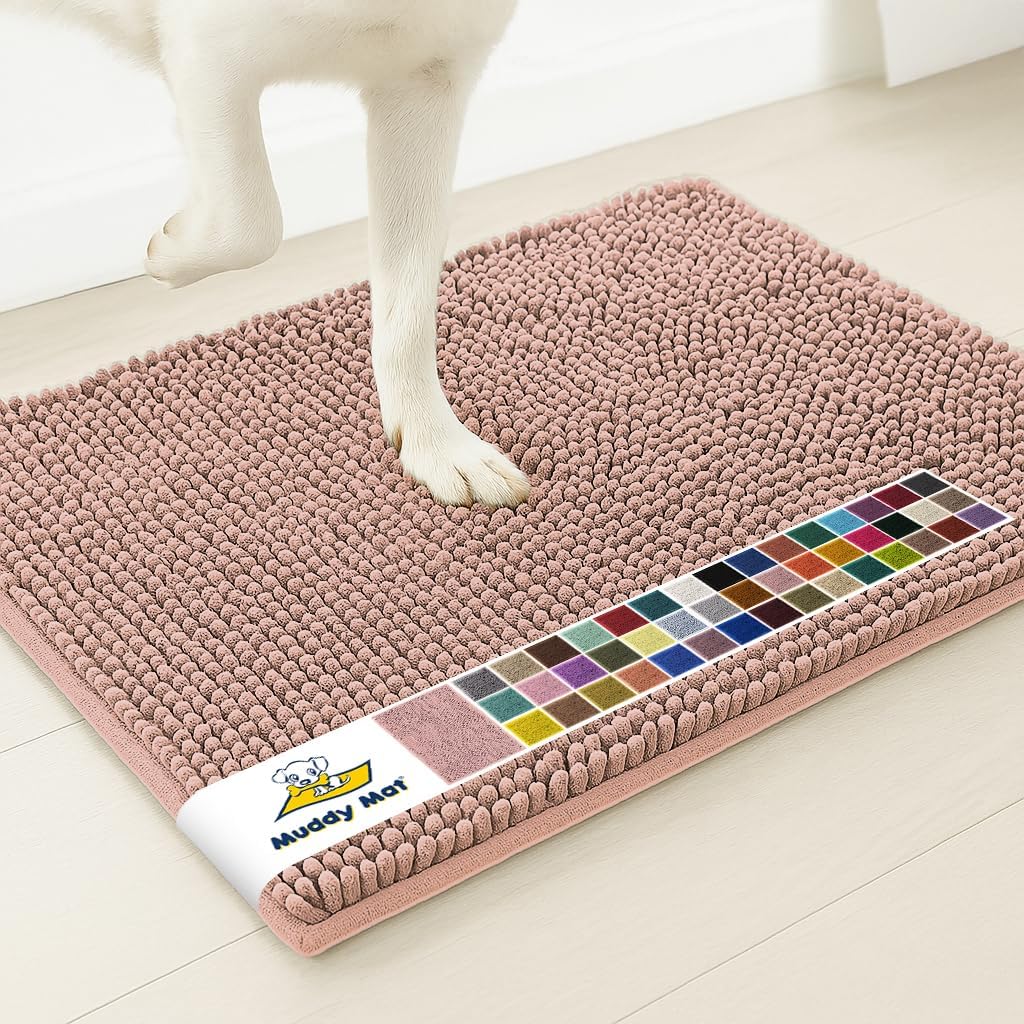Muddy Mat® | Super Water Absorbent Door Mat Indoor, Microfiber Quick Dry Chenille Entryway Rug, Slip Resistant Front Door Mat, Indoor Mats for Entryway, Machine Washable Pet Rug, Grey 30"x19"
