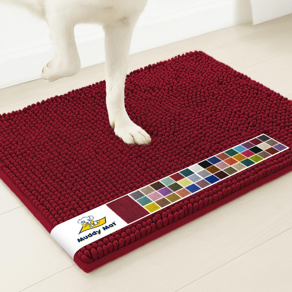 Muddy Mat® | Super Water Absorbent Door Mat Indoor, Microfiber Quick Dry Chenille Entryway Rug, Slip Resistant Front Door Mat, Indoor Mats for Entryway, Machine Washable Pet Rug, Grey 30"x19"