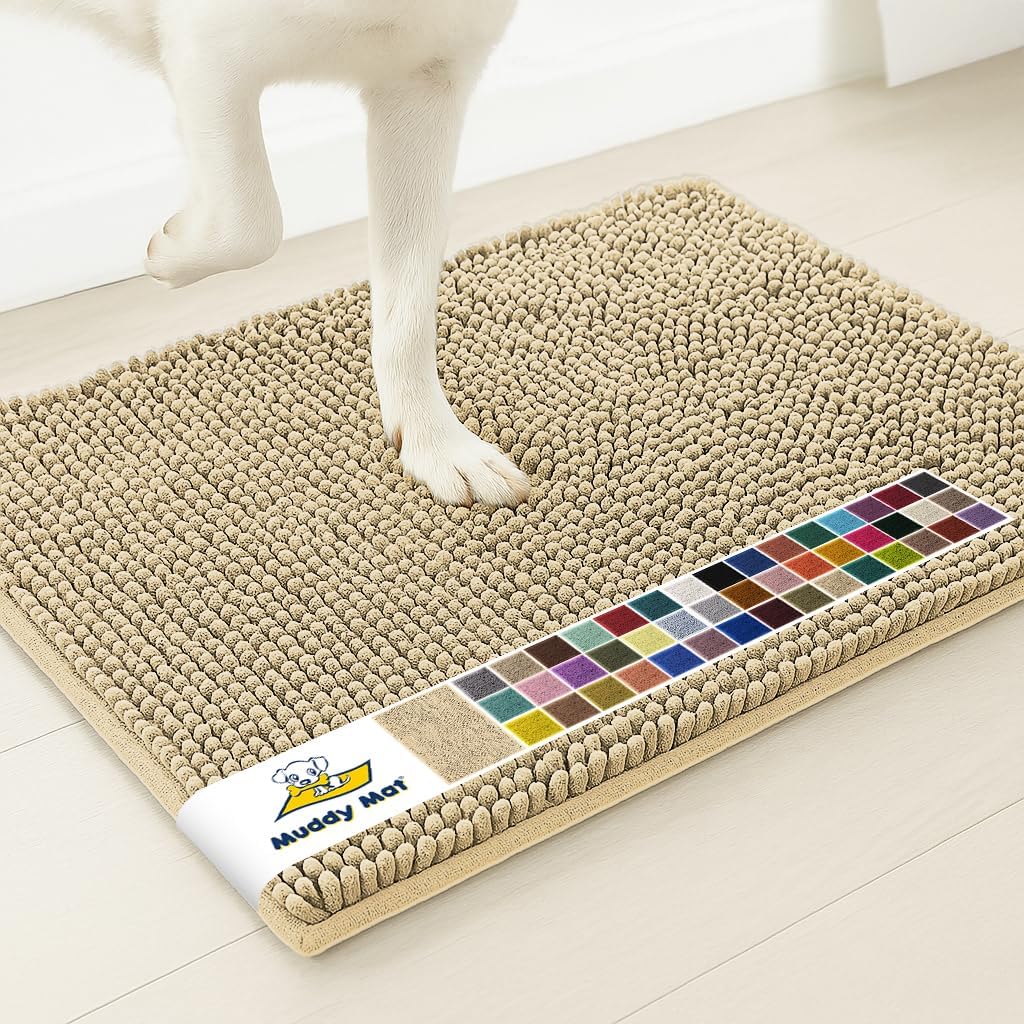 Muddy Mat® | Super Water Absorbent Door Mat Indoor, Microfiber Quick Dry Chenille Entryway Rug, Slip Resistant Front Door Mat, Indoor Mats for Entryway, Machine Washable Pet Rug, Grey 30"x19"
