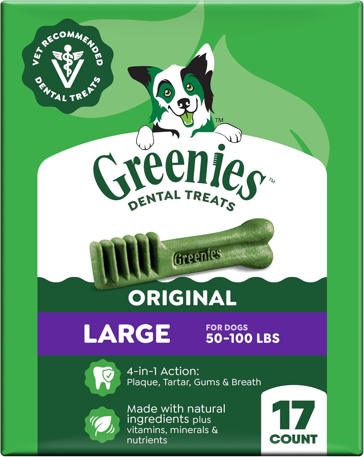 Greenies Large Natural Dental Dog Treats, Original Flavor, 17 Count
