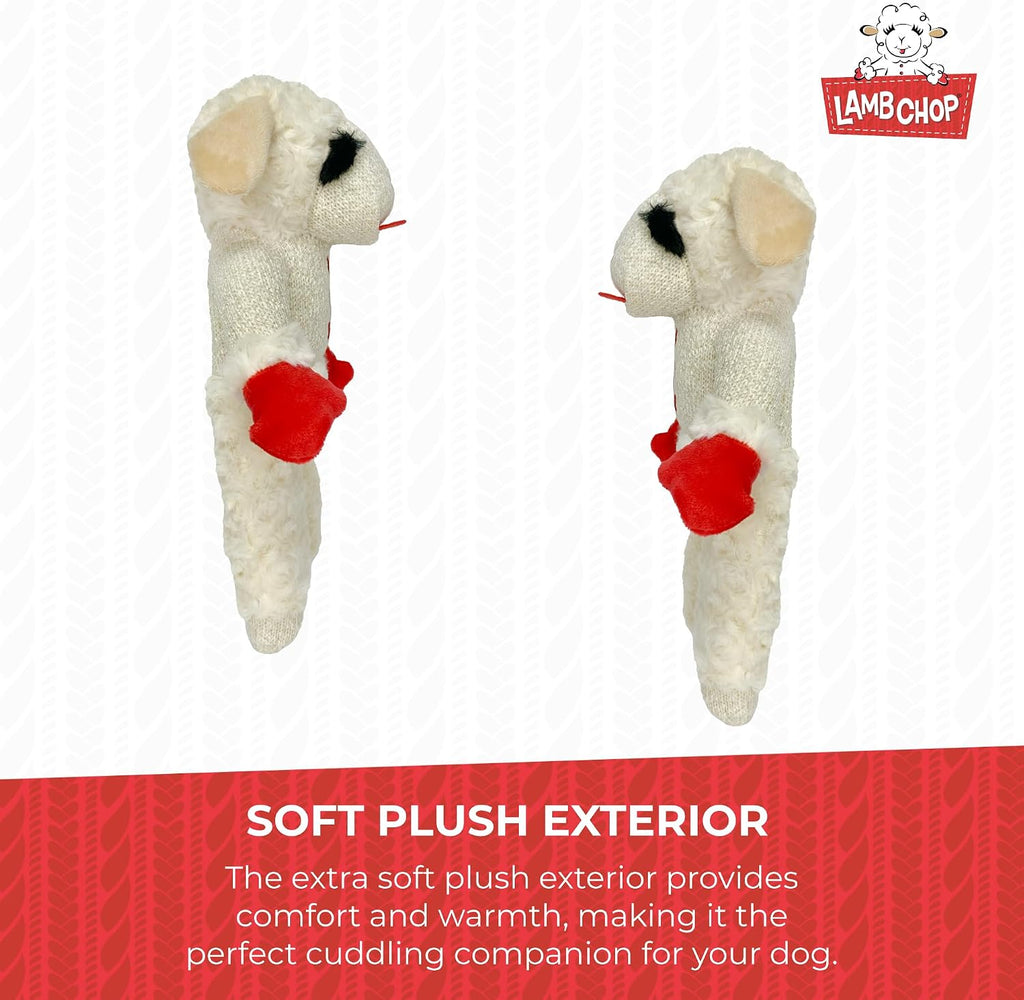 Multipet Lamb Chop Dog Plush Toy - Squeaky Toy for All Dogs - Extra Soft Plush - Stuffed Animal Dog Toy for Cuddling & Playing - Cute Pet Toy (6", Cream)