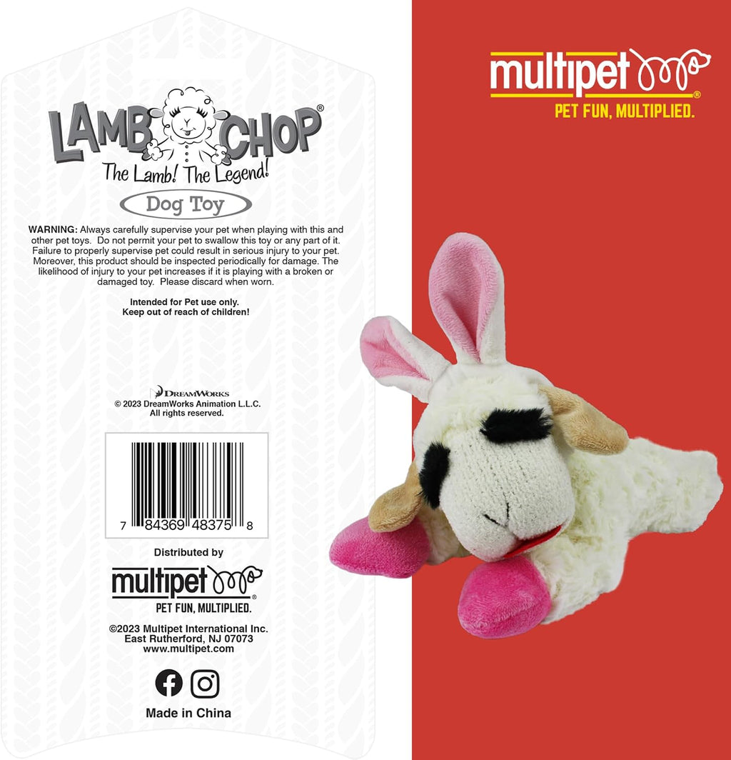Multipet Lamb Chop Dog Plush Toy - Squeaky Toy for All Dogs - Extra Soft Plush - Stuffed Animal Dog Toy for Cuddling & Playing - Cute Pet Toy (6", Cream)