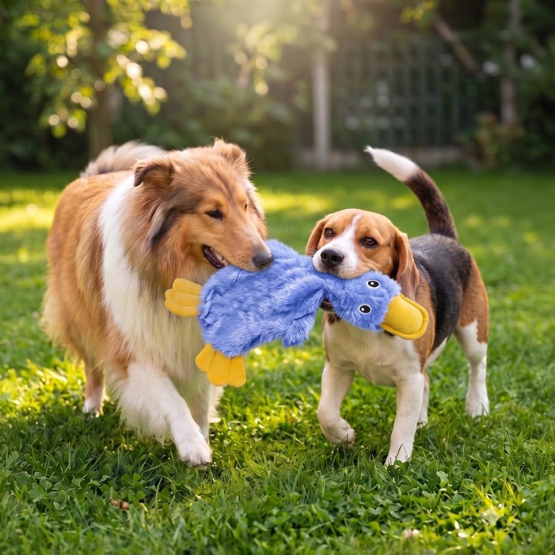 Best Pet Supplies Interactive Squeaky Dog Toy - Crinkle Duck, Yellow