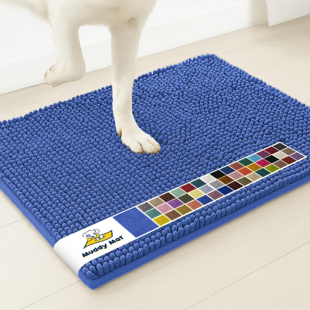 Muddy Mat® | Super Water Absorbent Door Mat Indoor, Microfiber Quick Dry Chenille Entryway Rug, Slip Resistant Front Door Mat, Indoor Mats for Entryway, Machine Washable Pet Rug, Grey 30"x19"