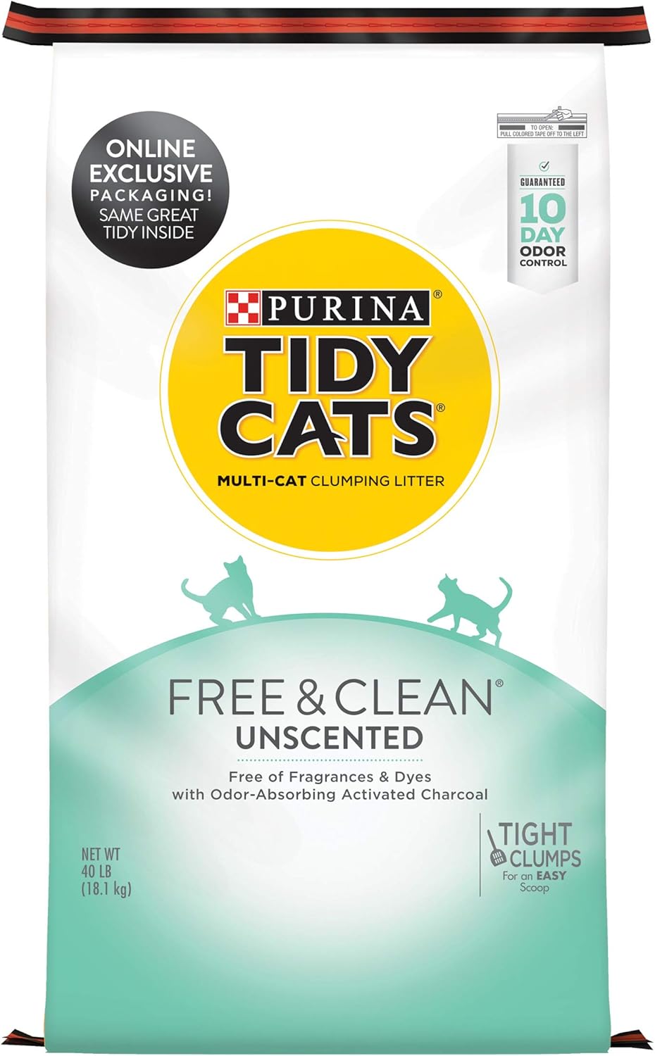 Purina Tidy Cats Free and Clean Unscented Clumping Cat Litter, 38 lb Box