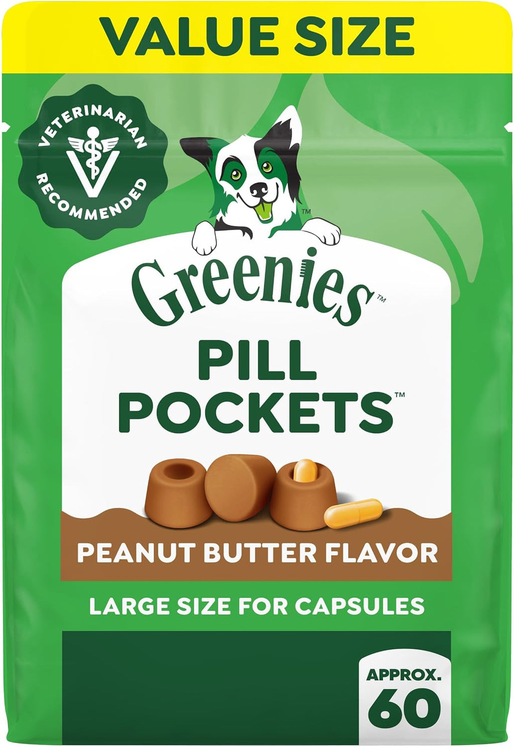 Greenies Pill Pockets Large Size Dog Treats, Peanut Butter, 15.8 oz