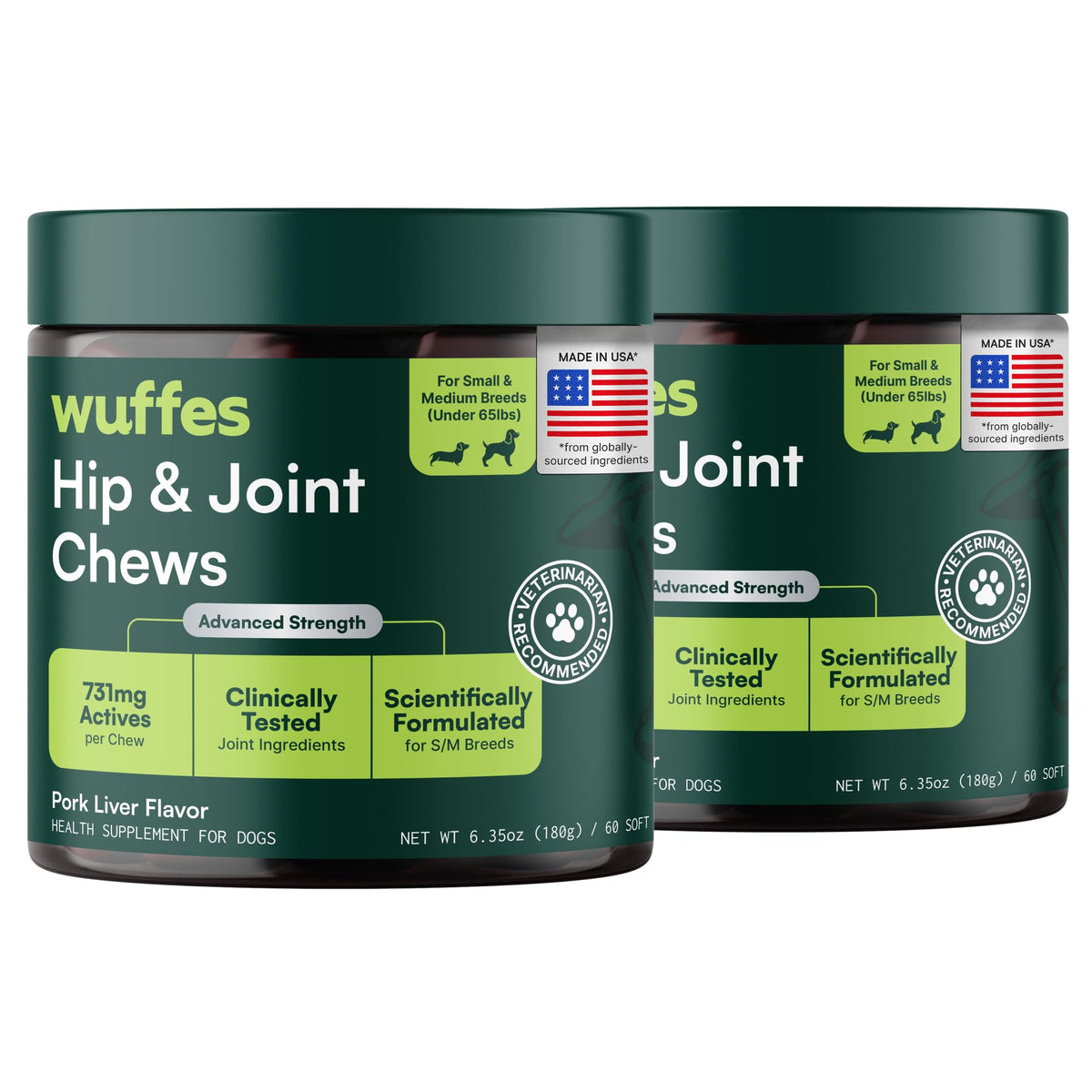 Wuffes Advanced Hip & Joint Chews for Small & Medium Dogs, Vet Recommended