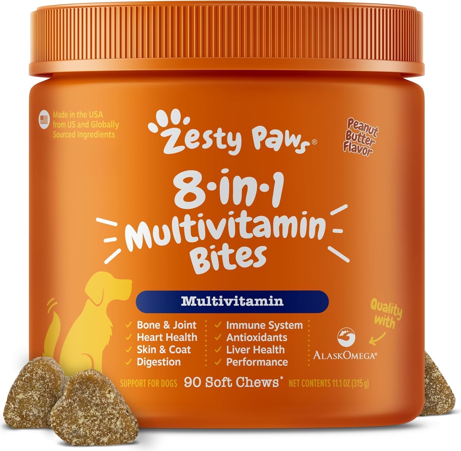 Zesty Paws Dog Vitamins - Dog Multivitamin Chews, Bison, 90 Ct
