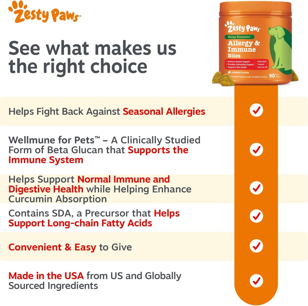 Zesty Paws Dog Allergy Chews - Dog Allergy Relief, Lamb, 90 Ct