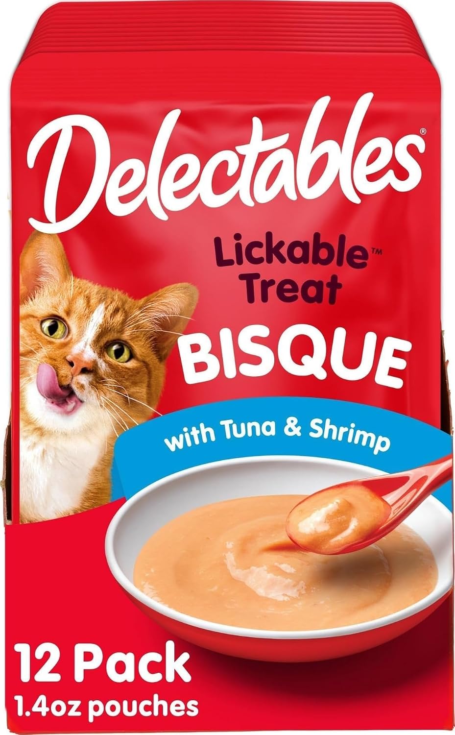 Delectables Lickable Treat Bisque Wet Cat Treat Variety Pack, Food Topper, Hydrating, Grain-Free, No Fillers, No By-Products, No Added Preservatives, 1.4oz Pouch, 30ct