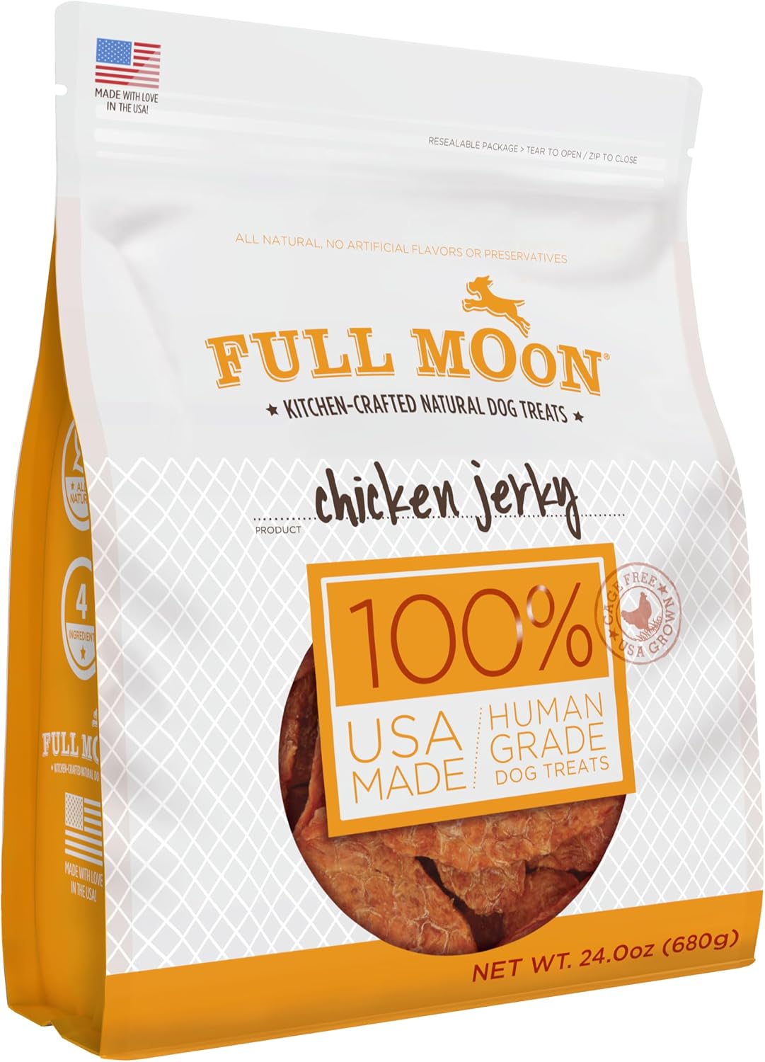 Full Moon Beef Jerky Healthy All Natural Dog Treats Human Grade Made in USA Grain Free 11 oz (Pack of 4)