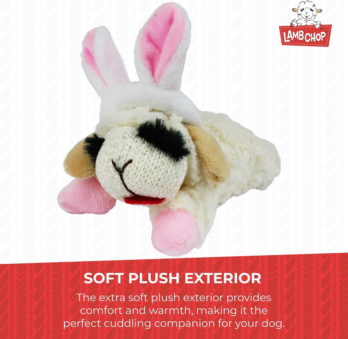 Multipet Lamb Chop Dog Plush Toy - Squeaky Toy for All Dogs - Extra Soft Plush - Stuffed Animal Dog Toy for Cuddling & Playing - Cute Pet Toy (6", Cream)