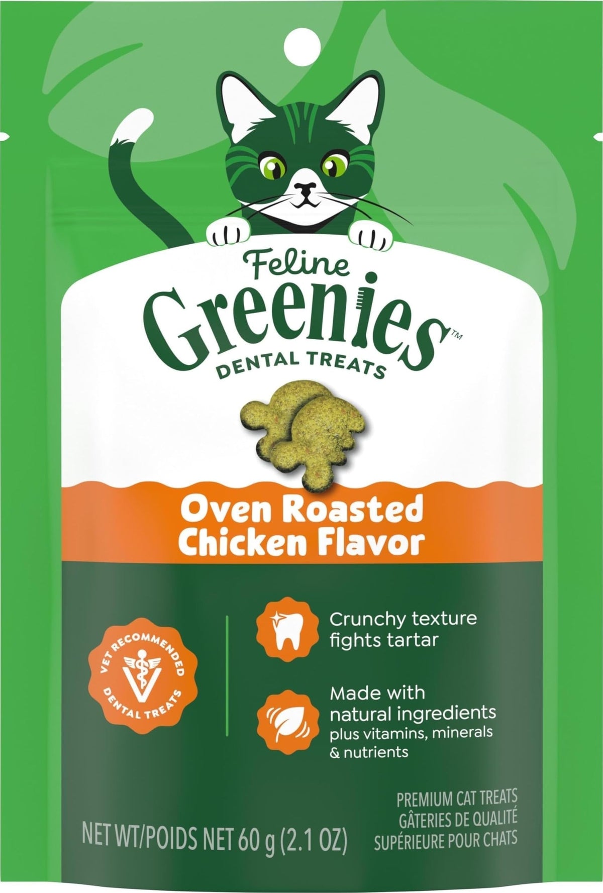 Greenies Feline Natural Dental Cat Treats, Roasted Chicken Flavor, 9.75 oz