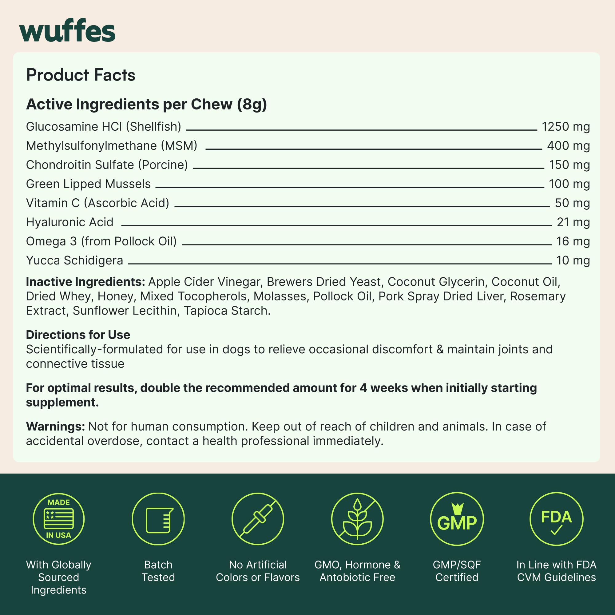 Wuffes Advanced Hip & Joint Chews for Small & Medium Dogs, Vet Recommended