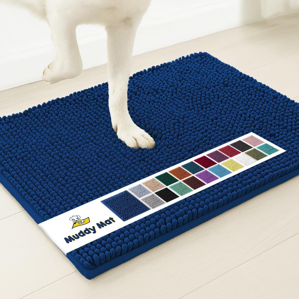 Muddy Mat® | Super Water Absorbent Door Mat Indoor, Microfiber Quick Dry Chenille Entryway Rug, Slip Resistant Front Door Mat, Indoor Mats for Entryway, Machine Washable Pet Rug, Grey 30"x19"