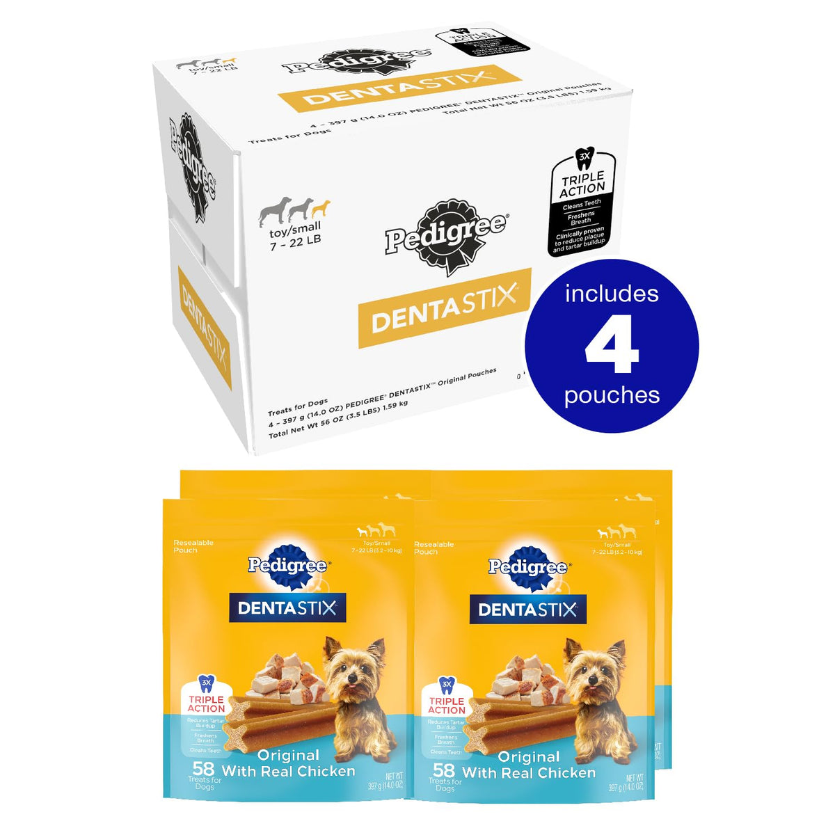 Pedigree Dentastix Small & Toy Breed Dental Dog Treats, Fresh, 102 Count