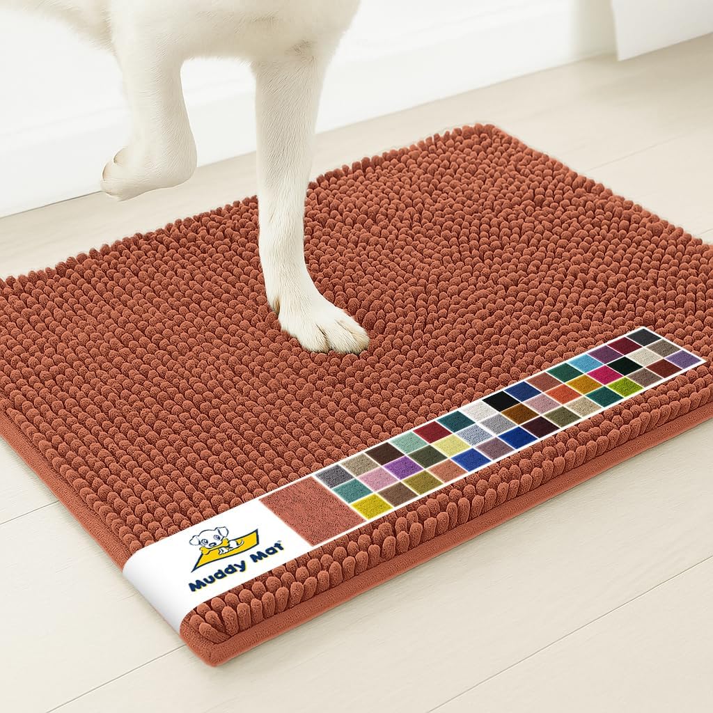 Muddy Mat® | Super Water Absorbent Door Mat Indoor, Microfiber Quick Dry Chenille Entryway Rug, Slip Resistant Front Door Mat, Indoor Mats for Entryway, Machine Washable Pet Rug, Grey 30"x19"