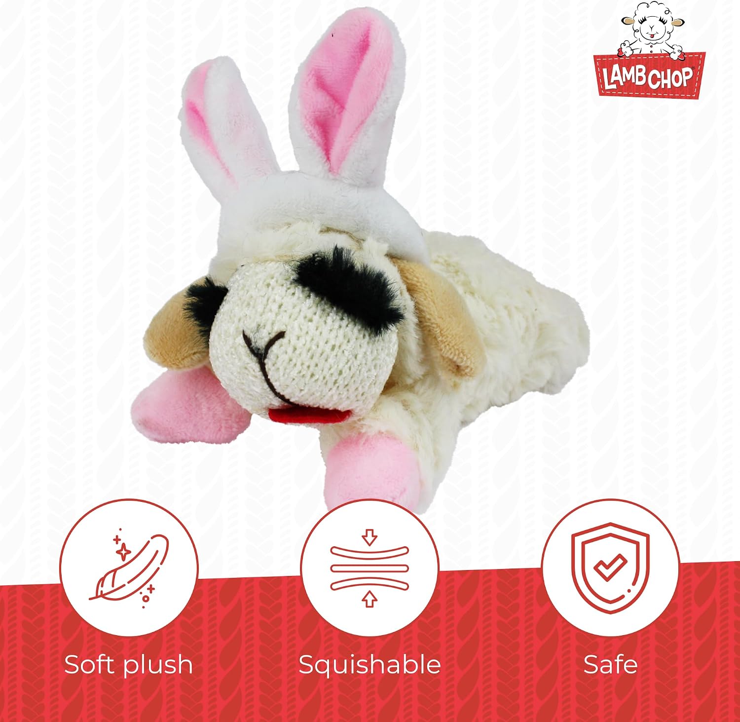 Multipet Lamb Chop Dog Plush Toy - Squeaky Toy for All Dogs - Extra Soft Plush - Stuffed Animal Dog Toy for Cuddling & Playing - Cute Pet Toy (6", Cream)