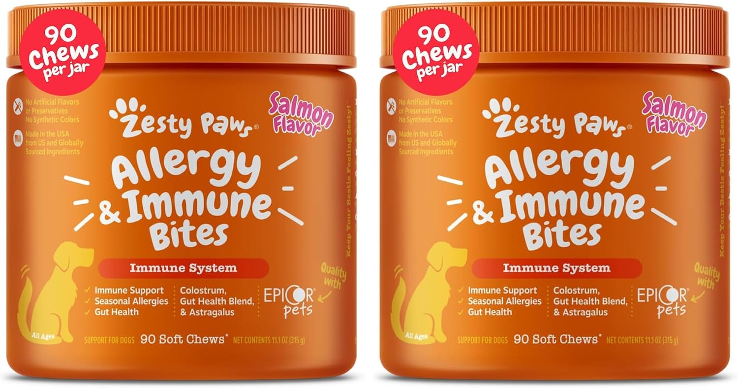 Zesty Paws Dog Allergy Chews - Dog Allergy Relief, Lamb, 90 Ct