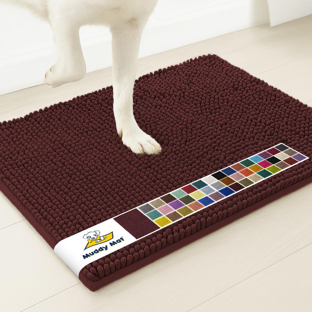 Muddy Mat® | Super Water Absorbent Door Mat Indoor, Microfiber Quick Dry Chenille Entryway Rug, Slip Resistant Front Door Mat, Indoor Mats for Entryway, Machine Washable Pet Rug, Grey 30"x19"