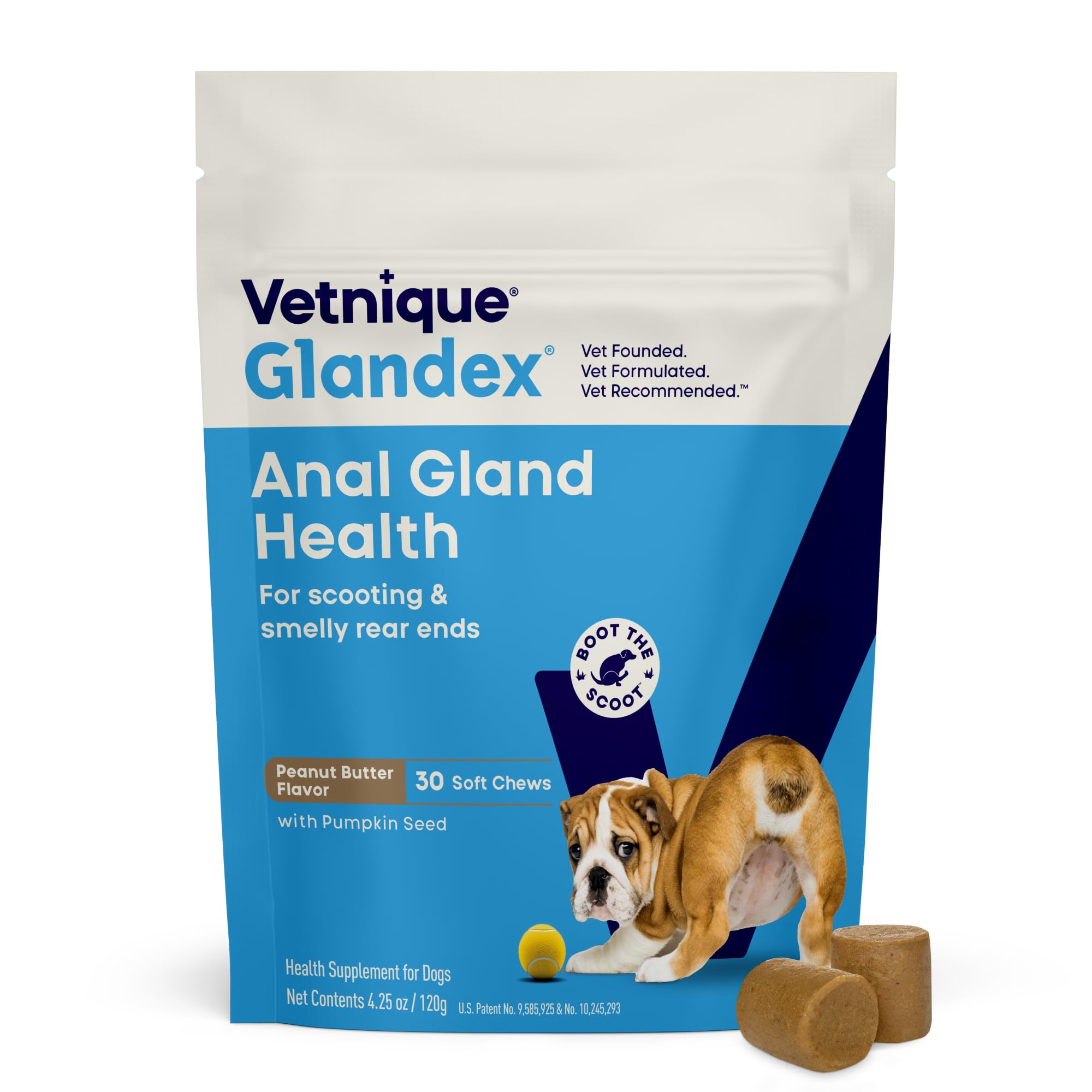 Vetnique Glandex for Dogs Anal Gland Chews 120ct Pumpkin, Digestive Enzymes