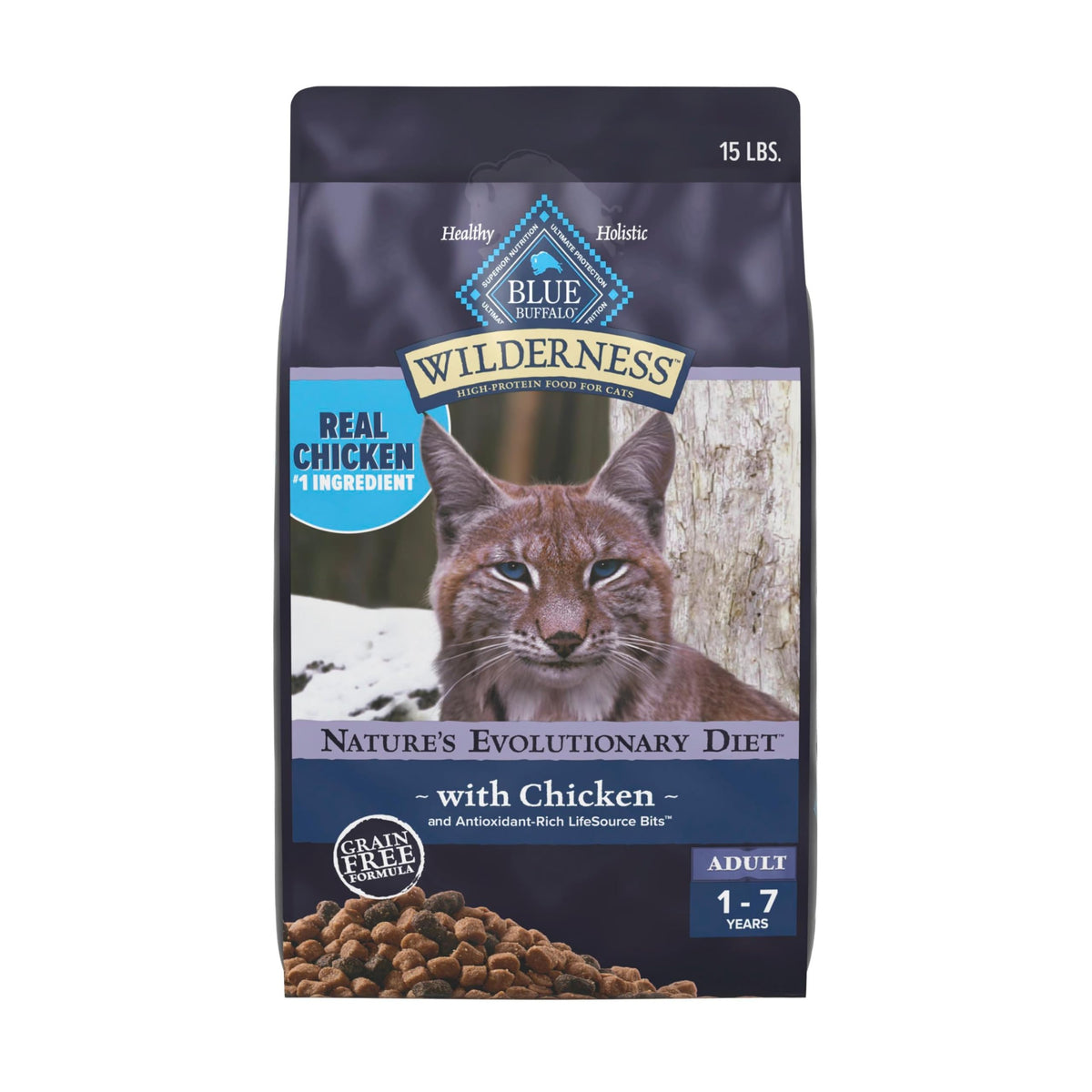 Blue Buffalo Wilderness Chicken Adult Dry Cat Food, Grain-Free, 12 lb