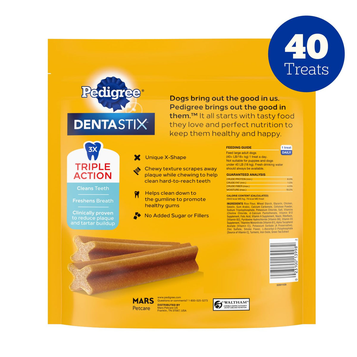 Pedigree Dentastix Large Breed Dental Dog Treats, Fresh, 36 Count