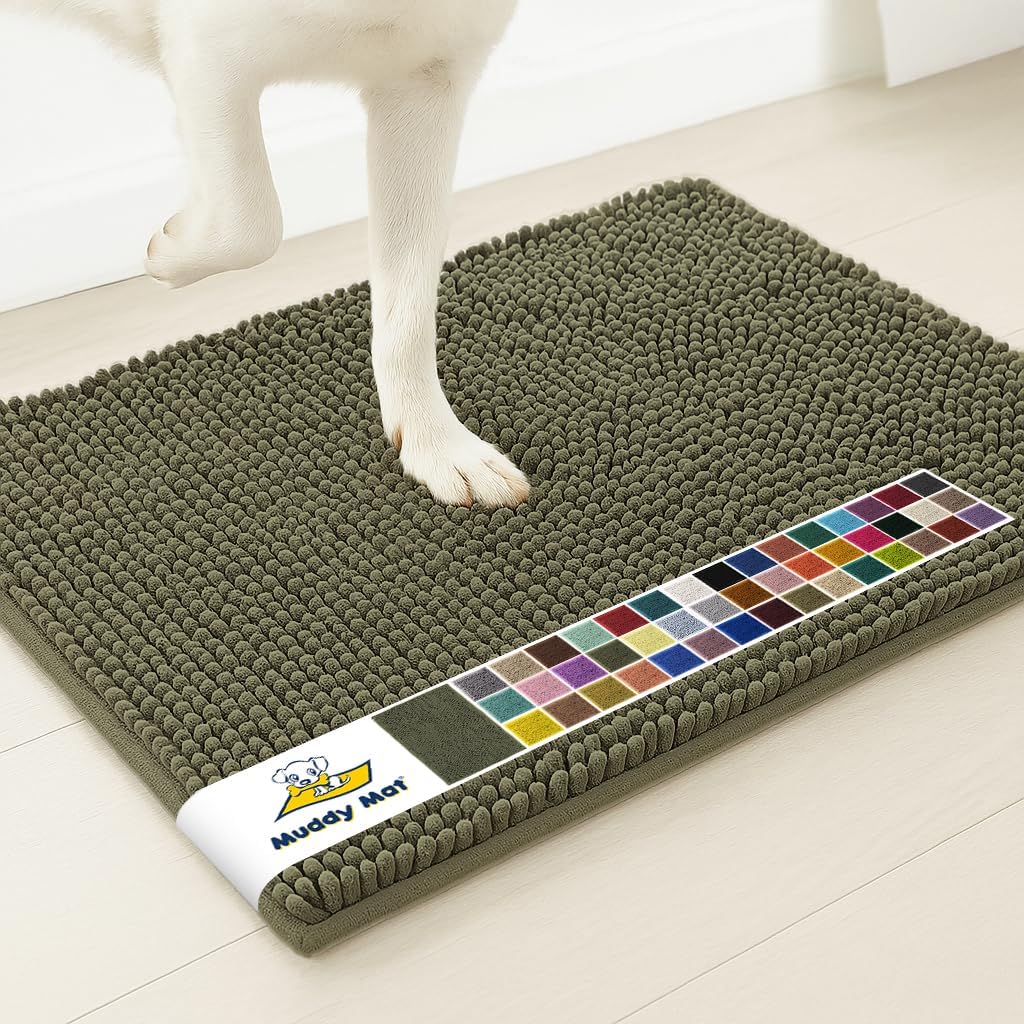 Muddy Mat® | Super Water Absorbent Door Mat Indoor, Microfiber Quick Dry Chenille Entryway Rug, Slip Resistant Front Door Mat, Indoor Mats for Entryway, Machine Washable Pet Rug, Grey 30"x19"