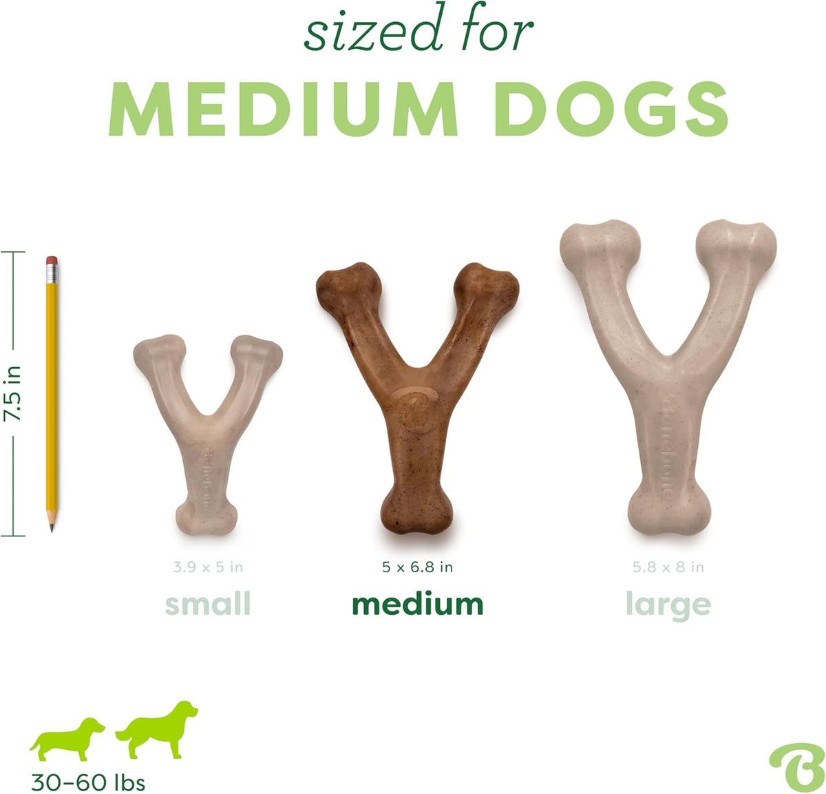 Benebone Wishbone Durable Dog Chew Toy for Aggressive Chewers, Real Bacon, Made in USA, Medium