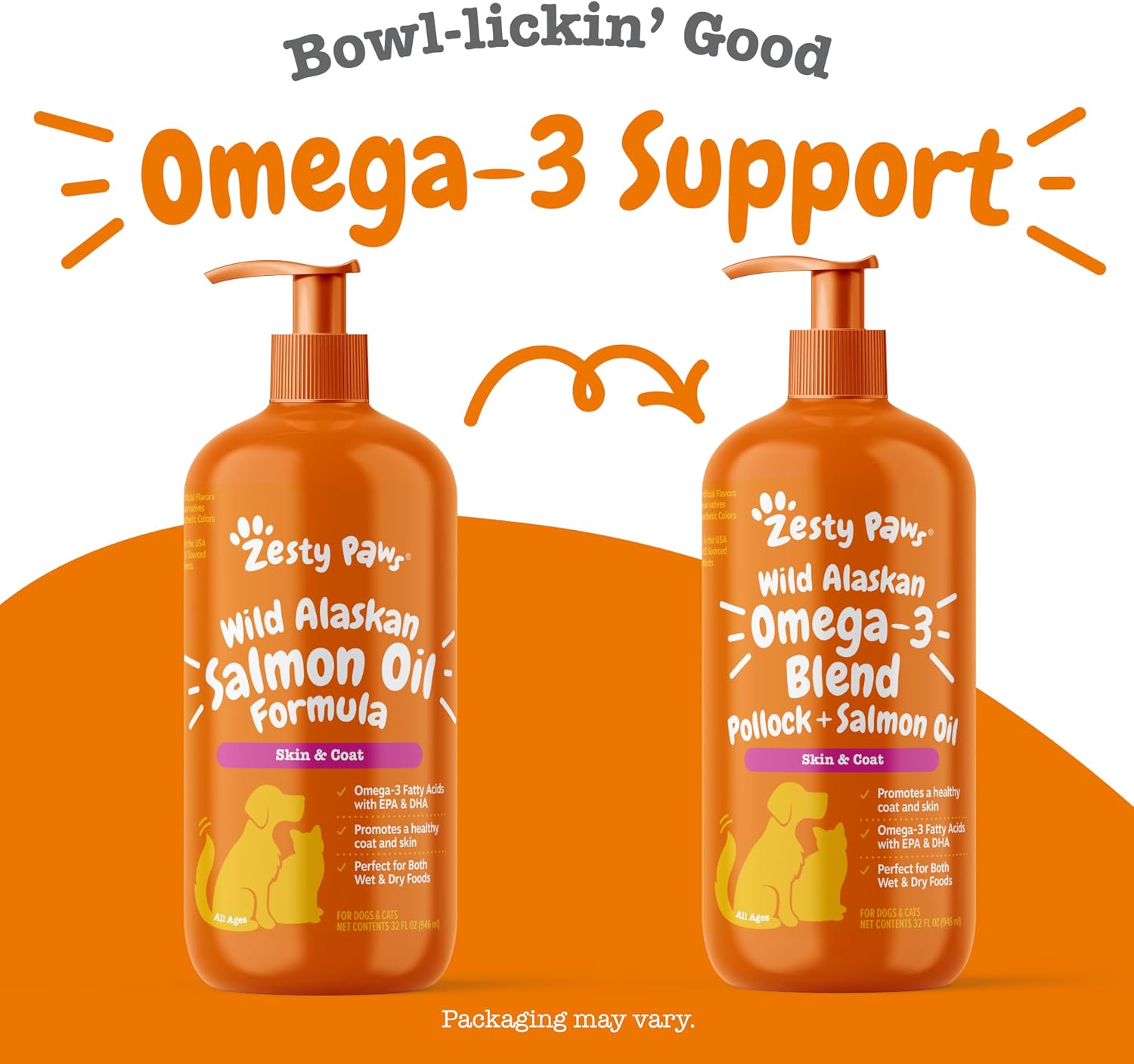 Zesty Paws Salmon Oil for Dogs & Cats - Omega 3 for Dogs 8.5oz