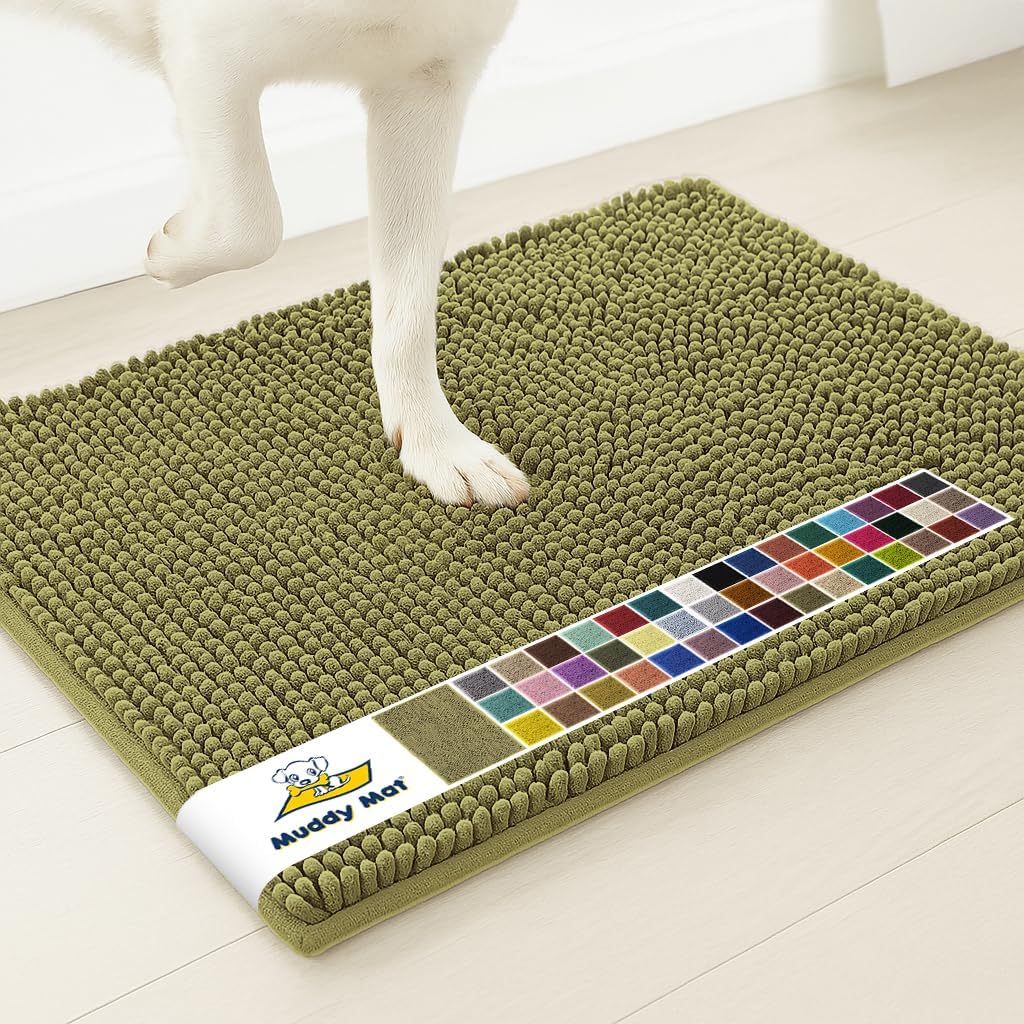 Muddy Mat® | Super Water Absorbent Door Mat Indoor, Microfiber Quick Dry Chenille Entryway Rug, Slip Resistant Front Door Mat, Indoor Mats for Entryway, Machine Washable Pet Rug, Grey 30"x19"