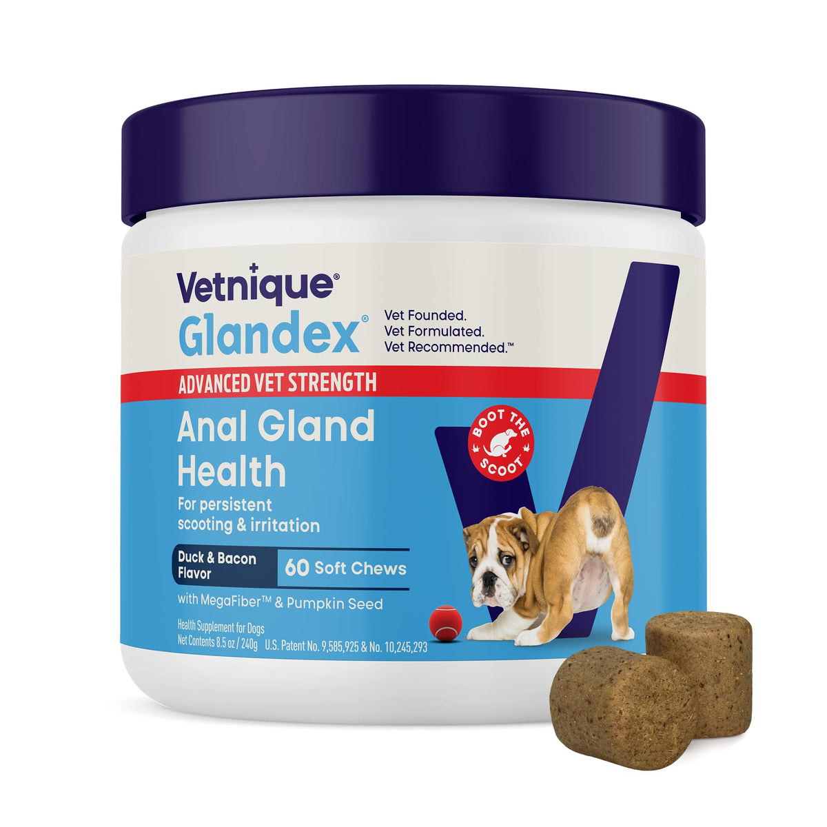 Vetnique Glandex for Dogs Anal Gland Chews 120ct Pumpkin, Digestive Enzymes