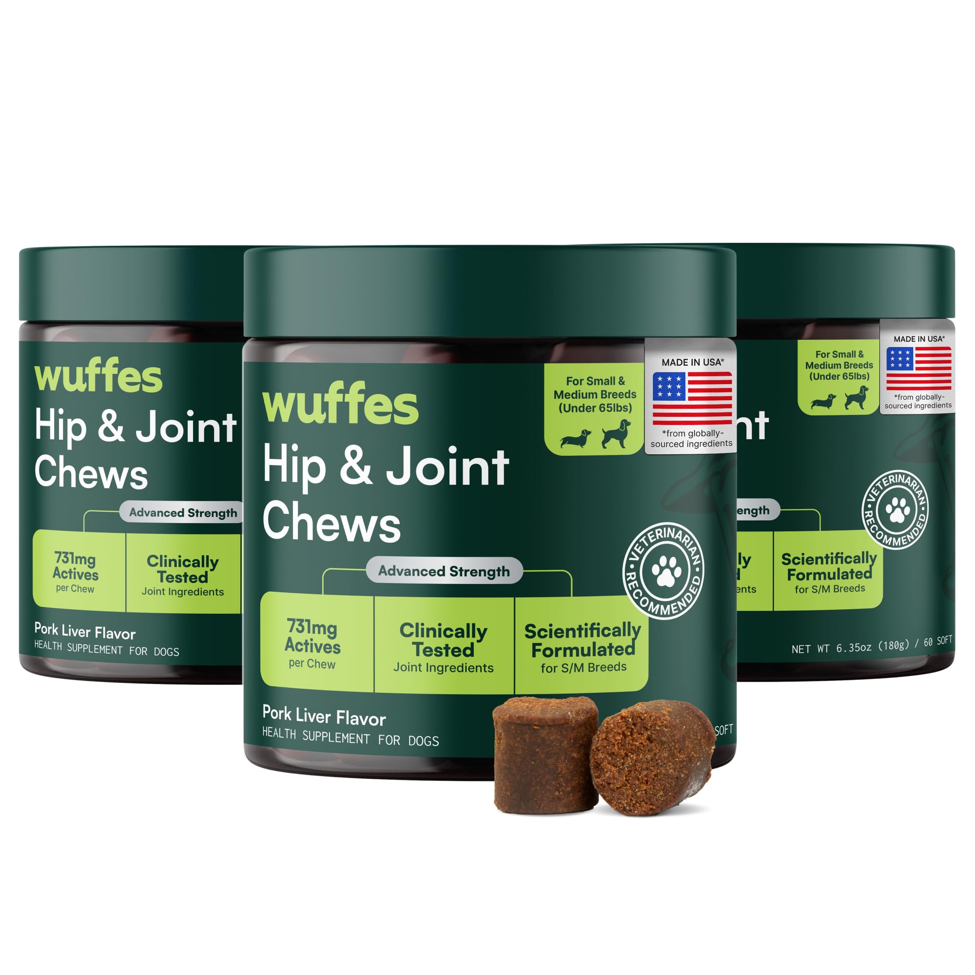 Wuffes Advanced Hip & Joint Chews for Small & Medium Dogs, Vet Recommended