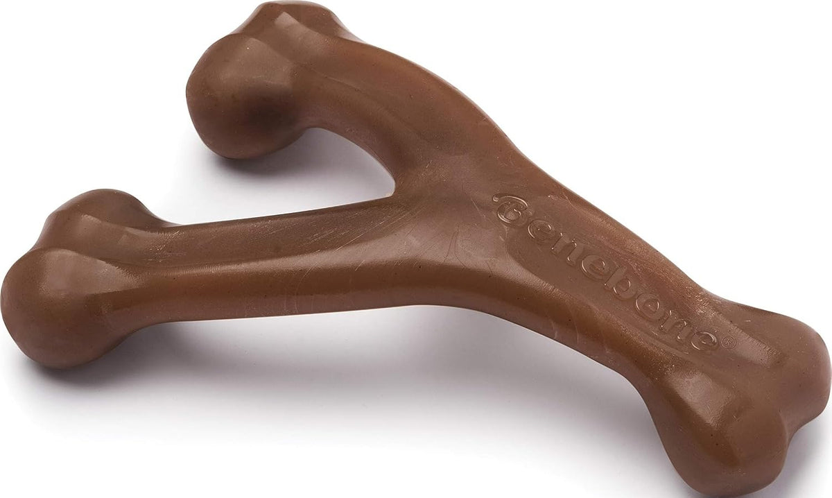 Benebone Wishbone Durable Dog Chew Toy for Aggressive Chewers, Real Bacon, Made in USA, Medium
