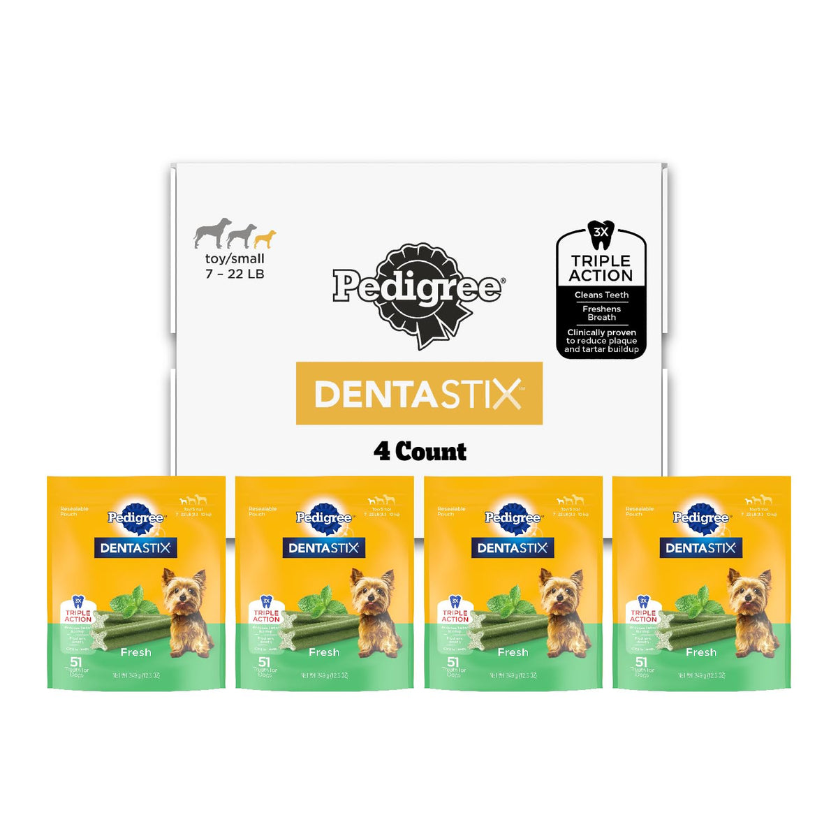Pedigree Dentastix Small & Toy Breed Dental Dog Treats, Fresh, 102 Count