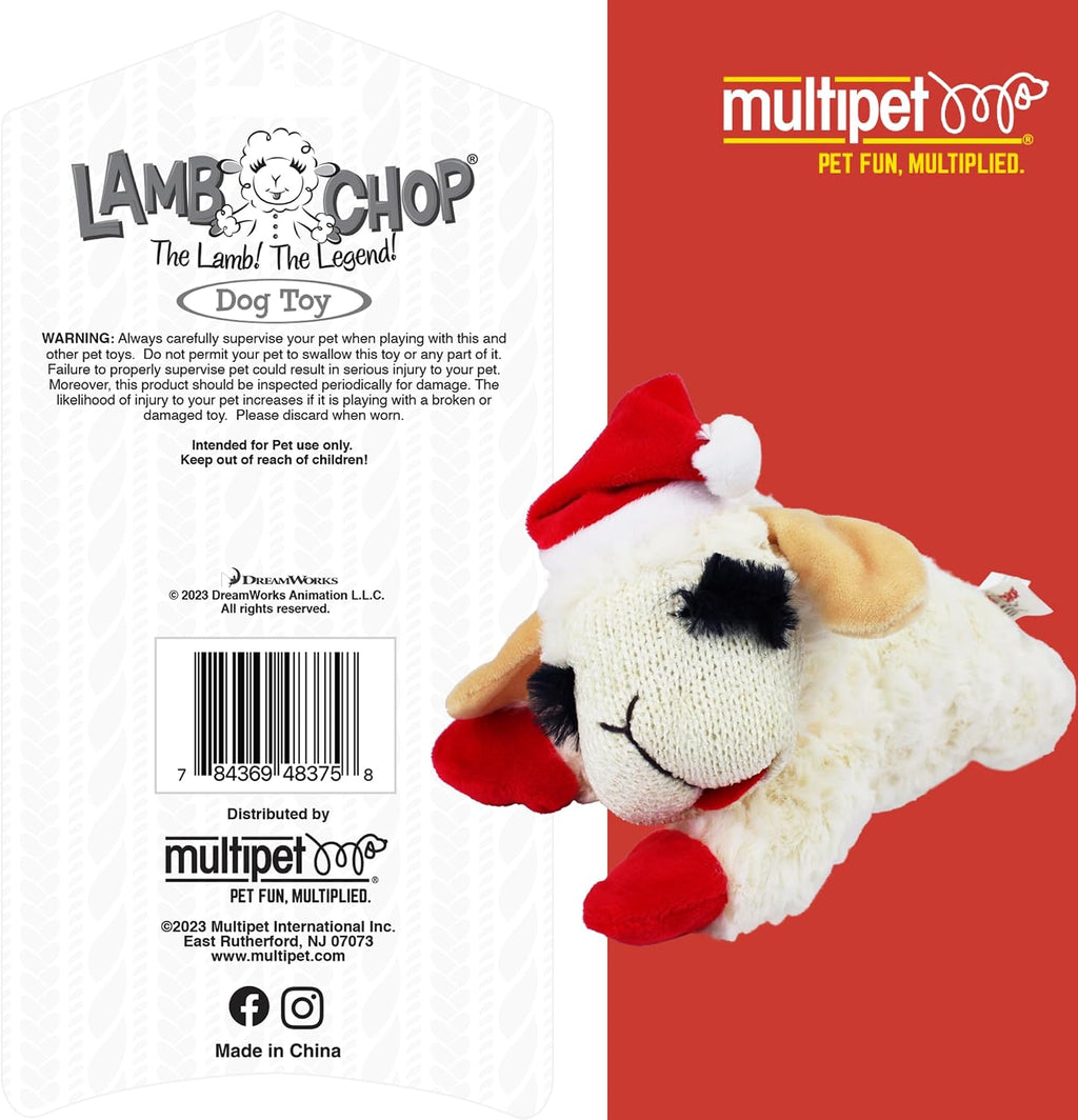 Multipet Lamb Chop Dog Plush Toy - Squeaky Toy for All Dogs - Extra Soft Plush - Stuffed Animal Dog Toy for Cuddling & Playing - Cute Pet Toy (6", Cream)
