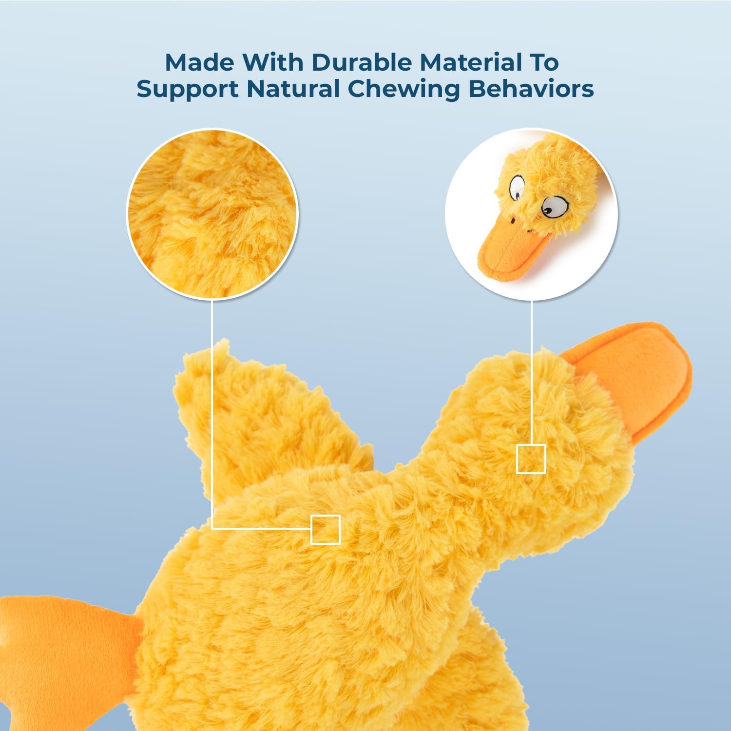 Best Pet Supplies Interactive Squeaky Dog Toy - Crinkle Duck, Yellow