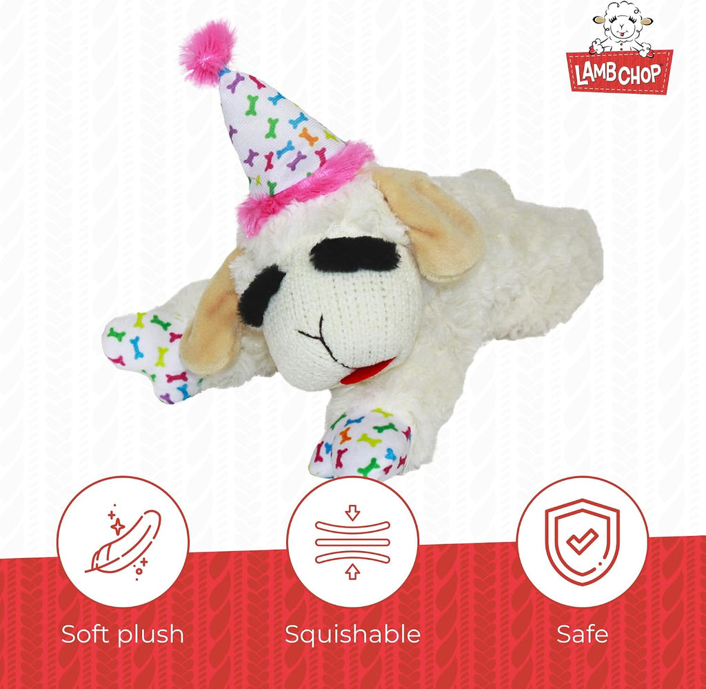 Multipet Lamb Chop Dog Plush Toy - Squeaky Toy for All Dogs - Extra Soft Plush - Stuffed Animal Dog Toy for Cuddling & Playing - Cute Pet Toy (6", Cream)