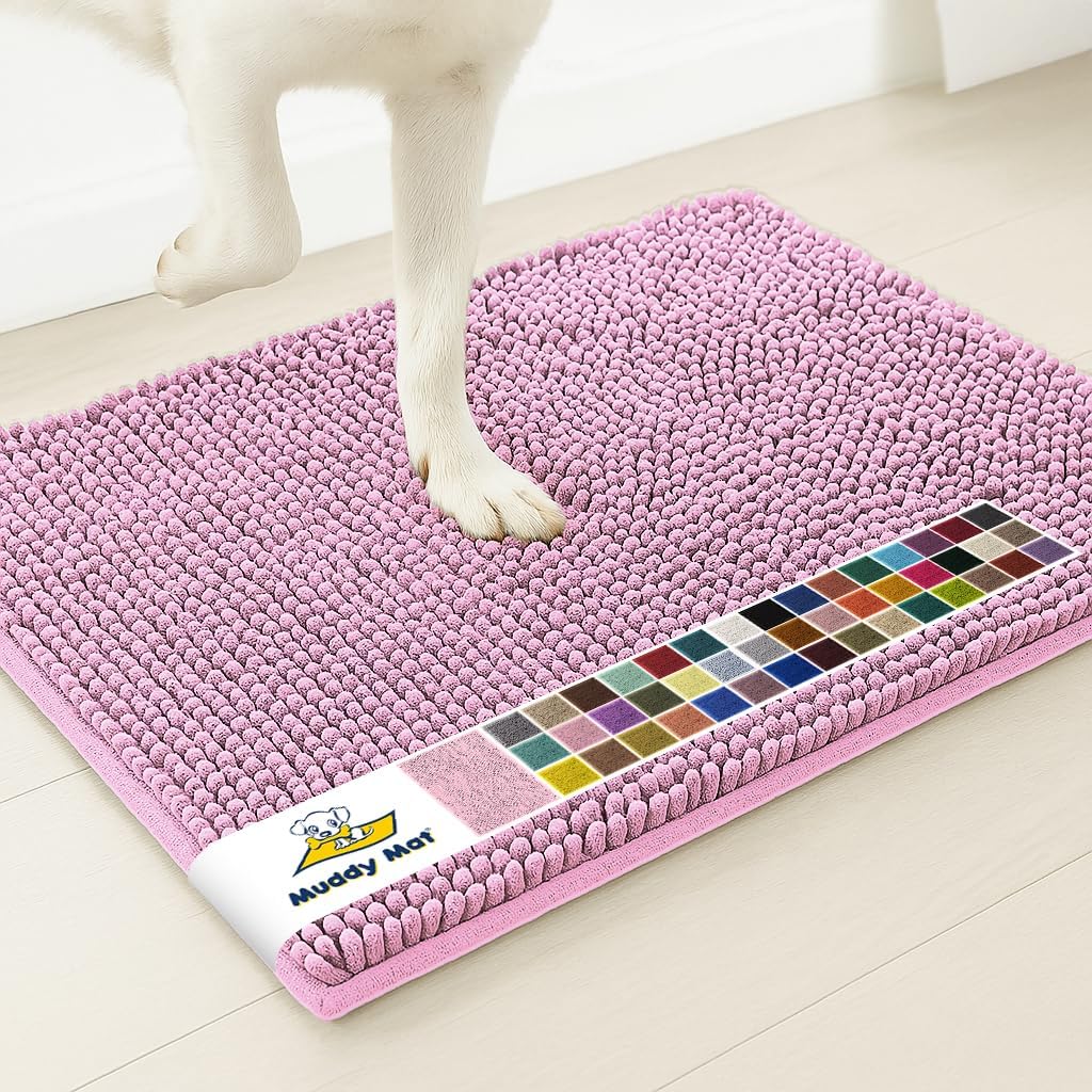 Muddy Mat® | Super Water Absorbent Door Mat Indoor, Microfiber Quick Dry Chenille Entryway Rug, Slip Resistant Front Door Mat, Indoor Mats for Entryway, Machine Washable Pet Rug, Grey 30"x19"