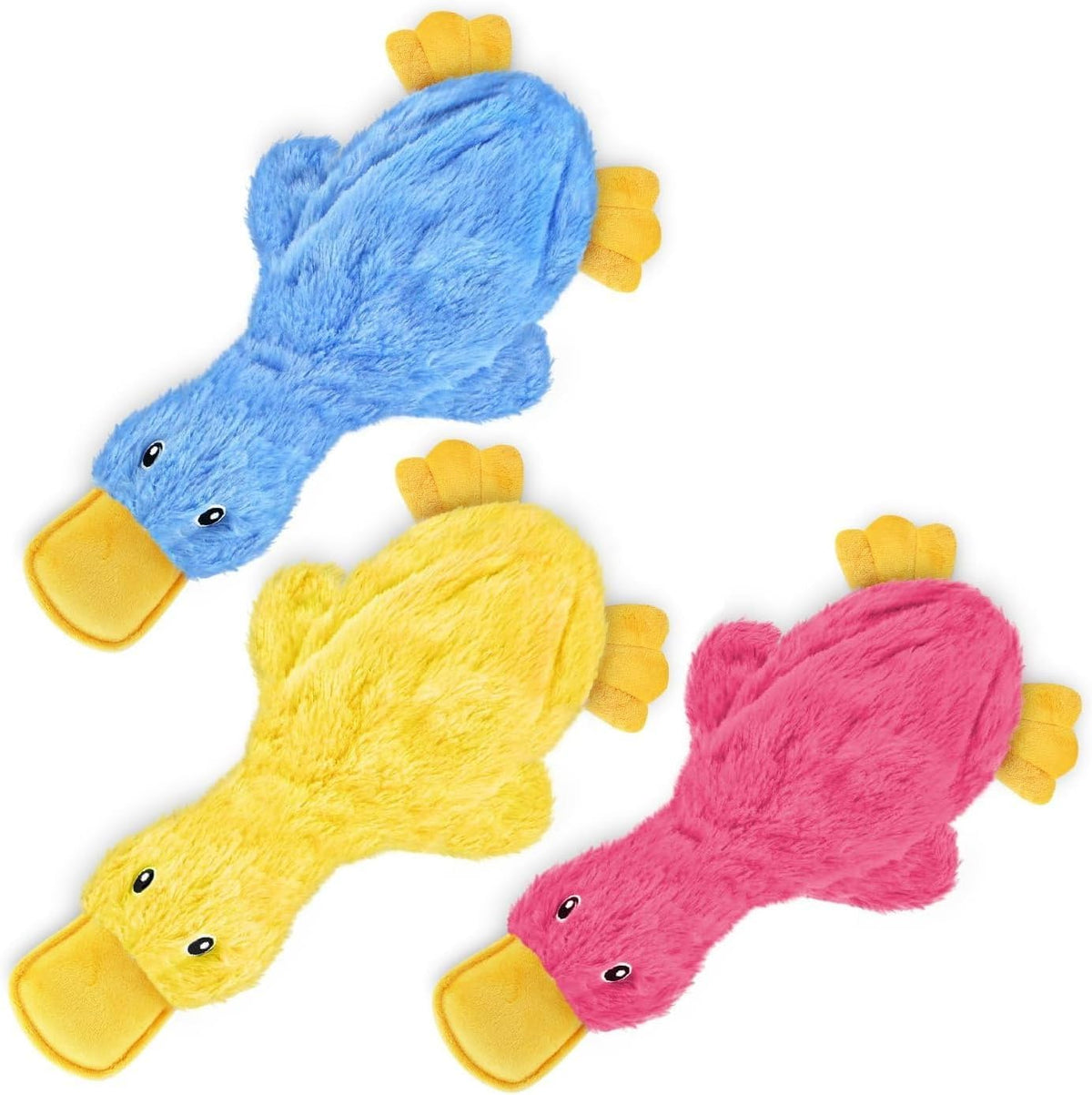Best Pet Supplies Interactive Squeaky Dog Toy - Crinkle Duck, Yellow